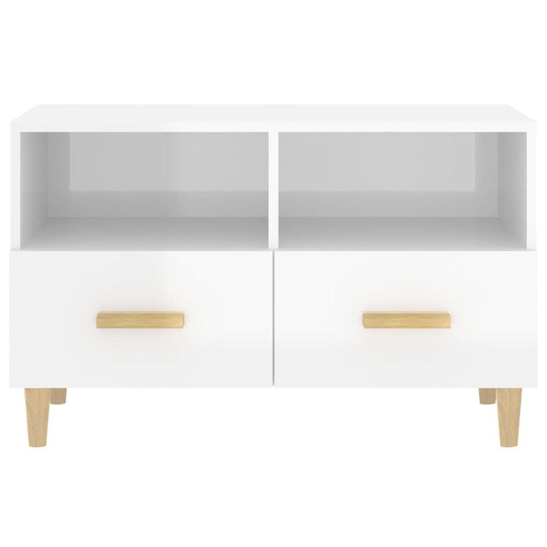 Tv-meubel 80x36x50 cm bewerkt hout hoogglans wit MeubelReus