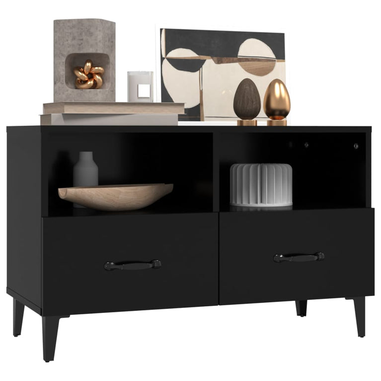 Tv-meubel 80x36x50 cm bewerkt hout zwart MeubelReus