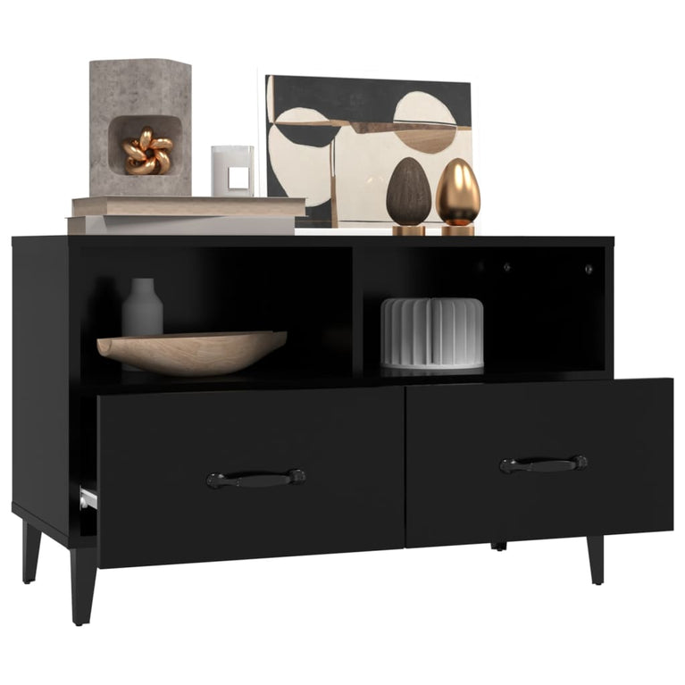 Tv-meubel 80x36x50 cm bewerkt hout zwart MeubelReus