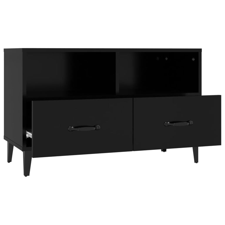 Tv-meubel 80x36x50 cm bewerkt hout zwart MeubelReus