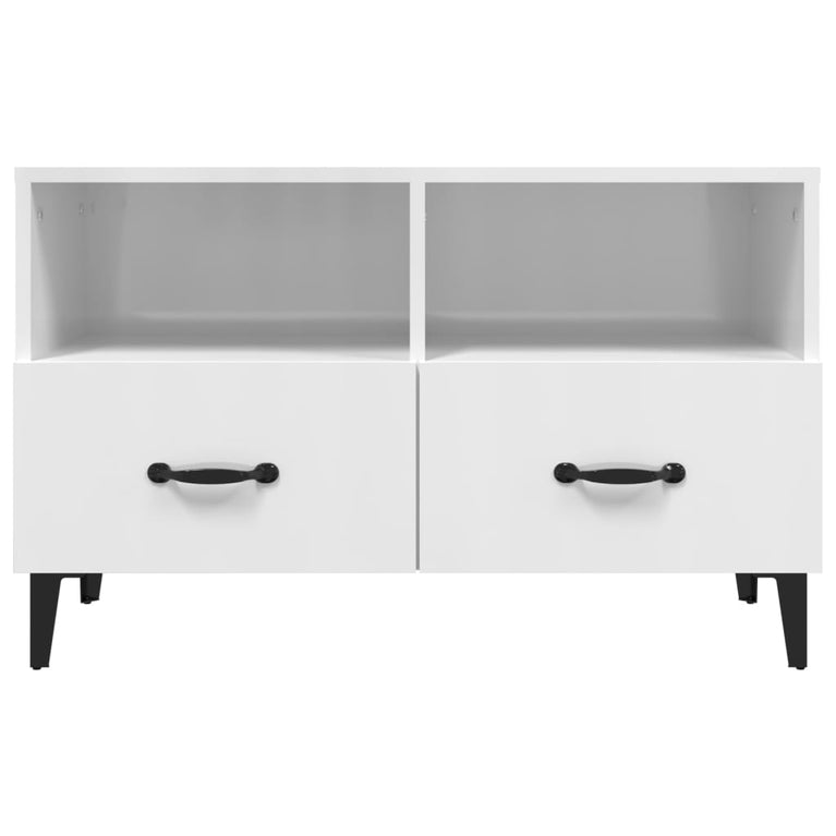 vidaXL Tv-meubel 80x36x50 cm bewerkt hout hoogglans wit MeubelReus