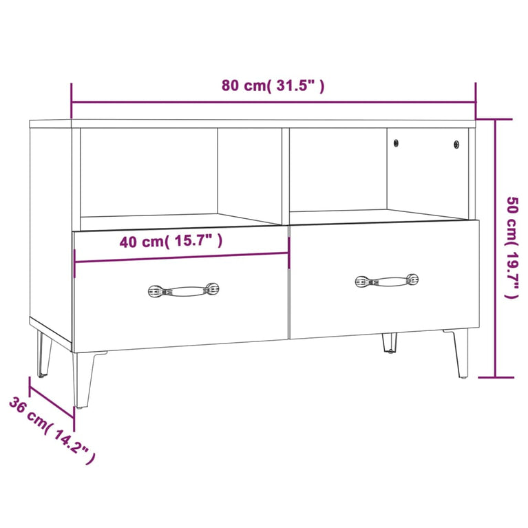 vidaXL Tv-meubel 80x36x50 cm bewerkt hout hoogglans wit MeubelReus