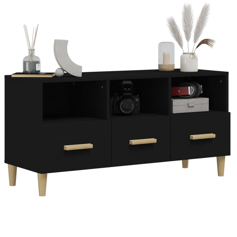 Tv-meubel 102x36x50 cm bewerkt hout zwart MeubelReus