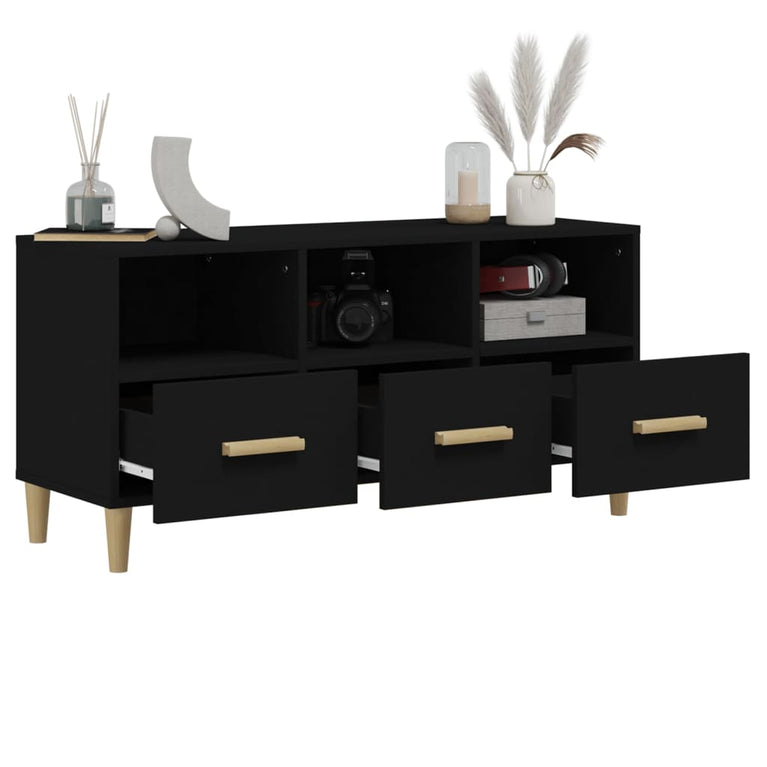 Tv-meubel 102x36x50 cm bewerkt hout zwart MeubelReus