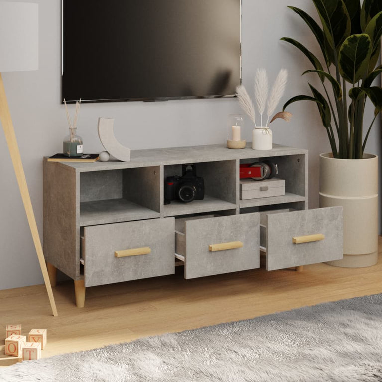 Tv-meubel 102x36x50 cm bewerkt hout betongrijs MeubelReus