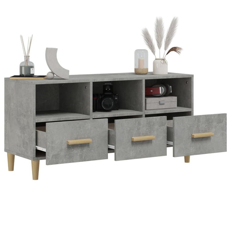 Tv-meubel 102x36x50 cm bewerkt hout betongrijs MeubelReus