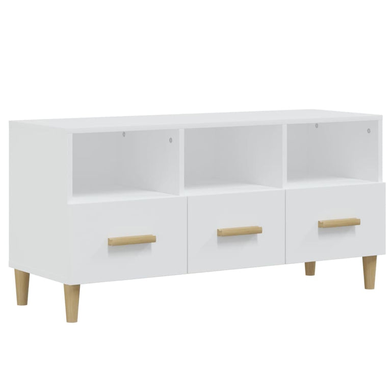 Tv-meubel 102x36x50 cm bewerkt hout hoogglans wit MeubelReus