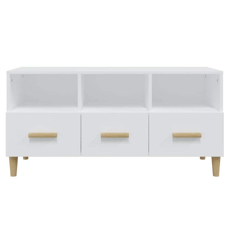 Tv-meubel 102x36x50 cm bewerkt hout hoogglans wit MeubelReus