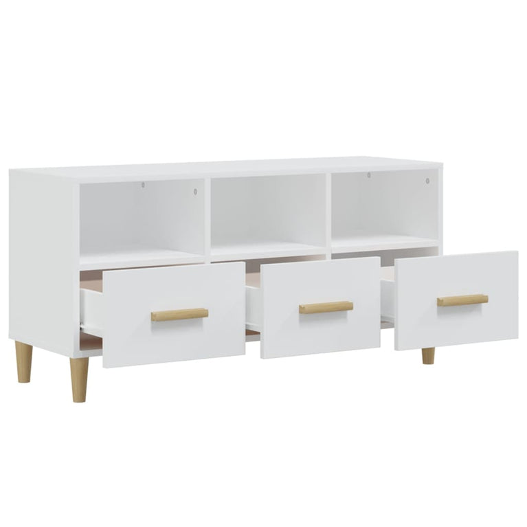 Tv-meubel 102x36x50 cm bewerkt hout hoogglans wit MeubelReus