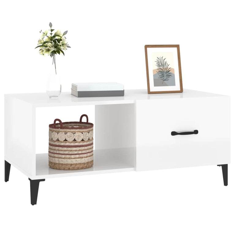 vidaXL Salontafel 90x50x40 cm bewerkt hout hoogglans wit MeubelReus