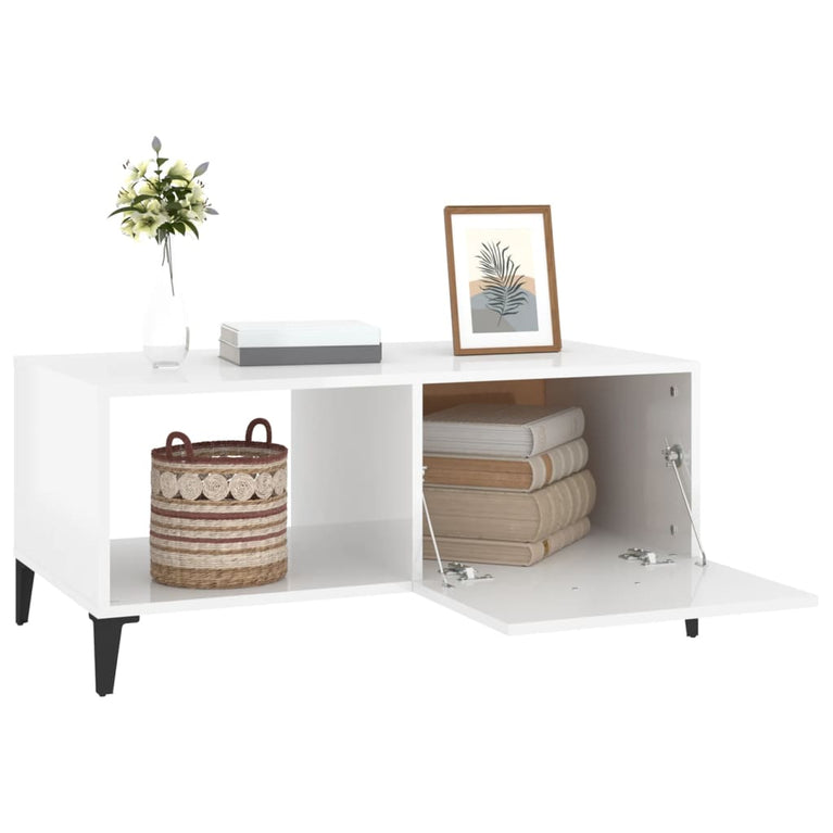 vidaXL Salontafel 90x50x40 cm bewerkt hout hoogglans wit MeubelReus