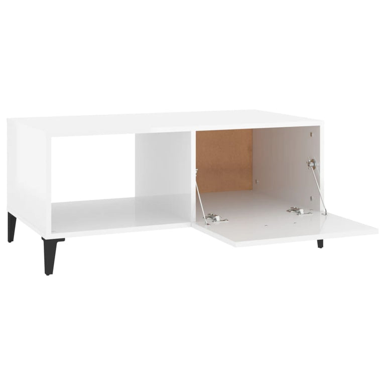 vidaXL Salontafel 90x50x40 cm bewerkt hout hoogglans wit MeubelReus