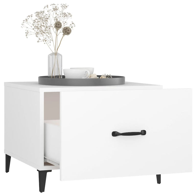 Salontafel met metalen poten 50x50x40 cm wit MeubelReus