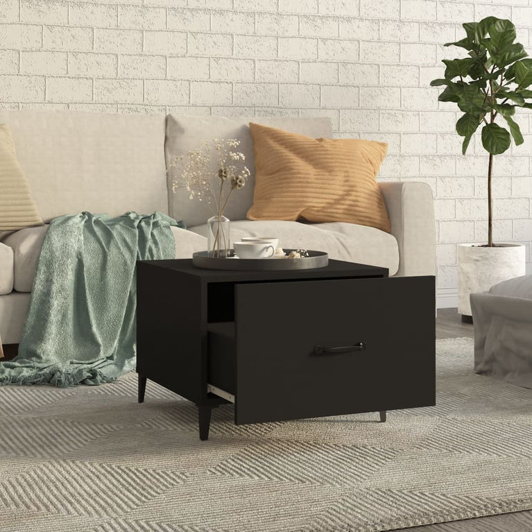 Salontafel met metalen poten 50x50x40 cm zwart MeubelReus