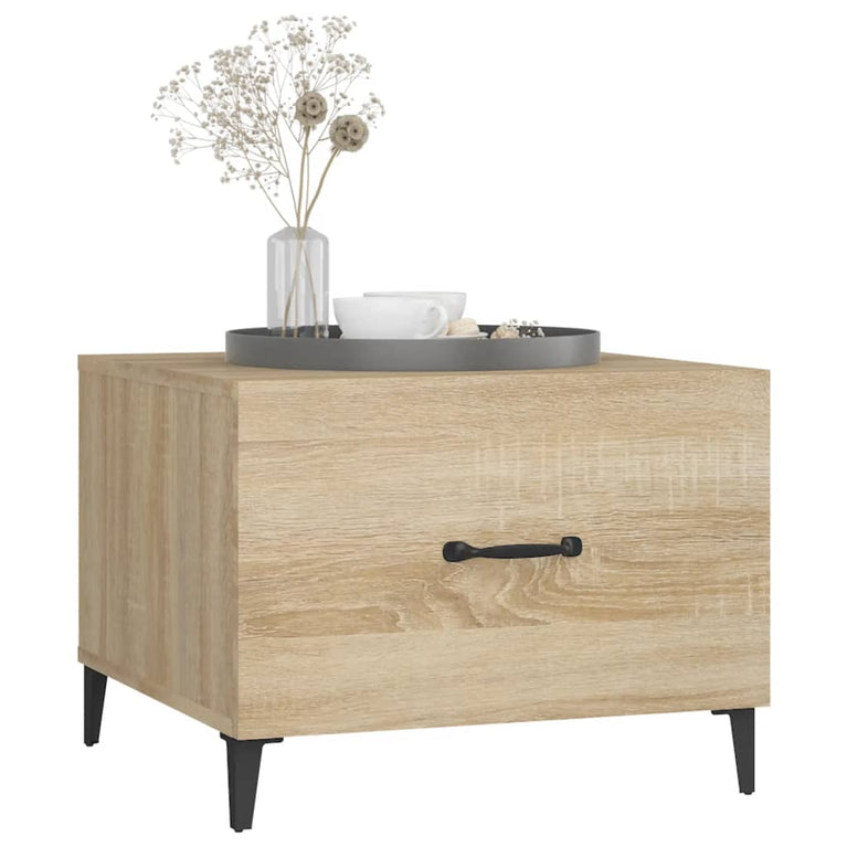 Salontafel met metalen poten 50x50x40 cm sonoma eikenkleurig MeubelReus