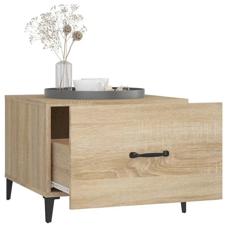 Salontafel 2 st met metalen poten 50x50x40 cm sonoma eikenkleur MeubelReus