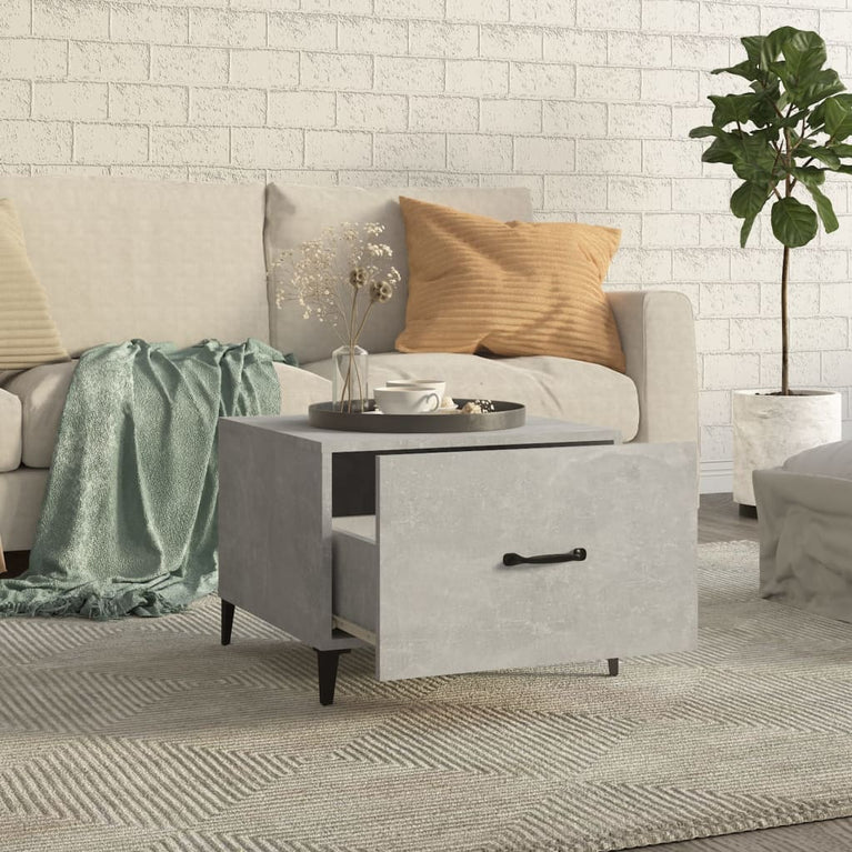 Salontafel met metalen poten 50x50x40 cm betongrijs MeubelReus