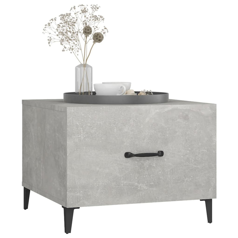 Salontafel met metalen poten 50x50x40 cm betongrijs MeubelReus