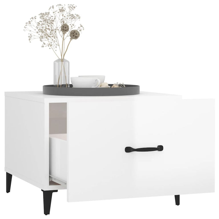 Salontafel met metalen poten 50x50x40 cm hoogglans wit MeubelReus