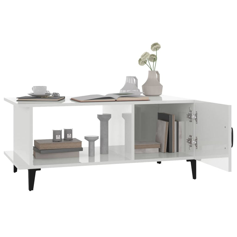 Salontafel 90x50x40 cm bewerkt hout hoogglans wit MeubelReus