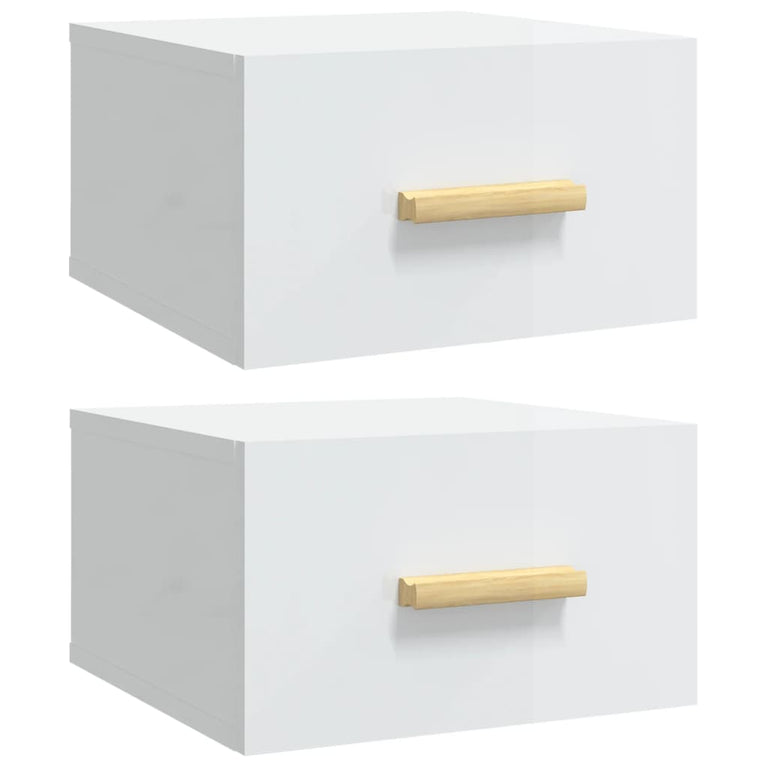 Nachtkastjes 2 st wandgemonteerd 35x35x20 cm hoogglans wit MeubelReus