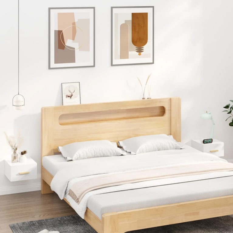 Nachtkastjes 2 st wandgemonteerd 35x35x20 cm hoogglans wit MeubelReus