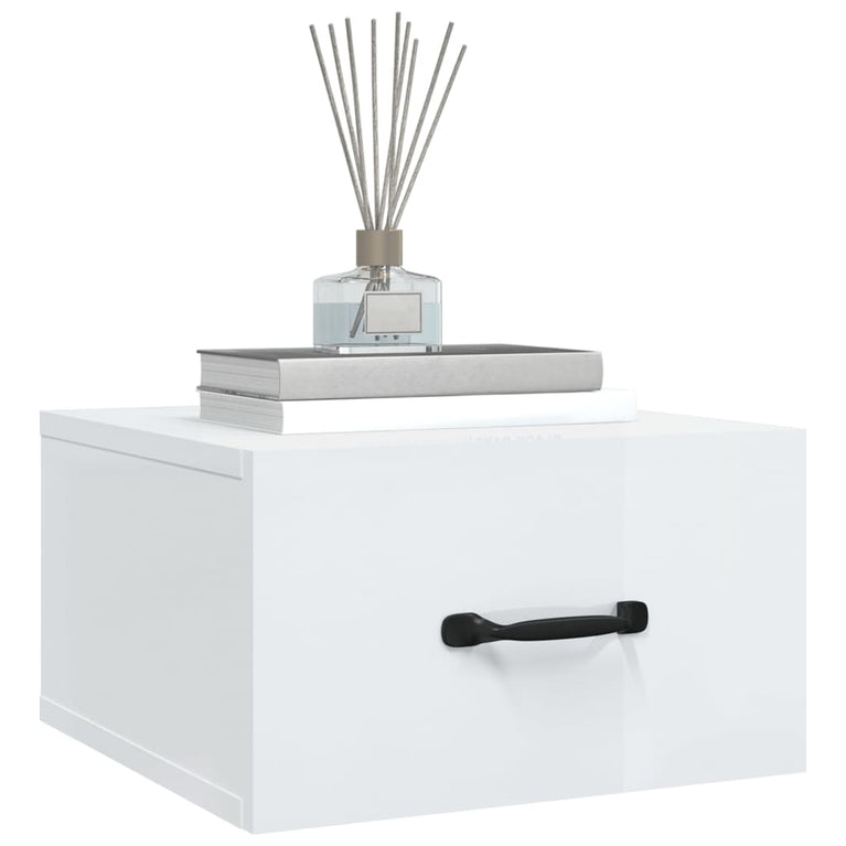 Nachtkastjes 2 st wandgemonteerd 35x35x20 cm hoogglans wit MeubelReus