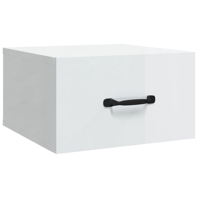 Nachtkastjes 2 st wandgemonteerd 35x35x20 cm hoogglans wit MeubelReus