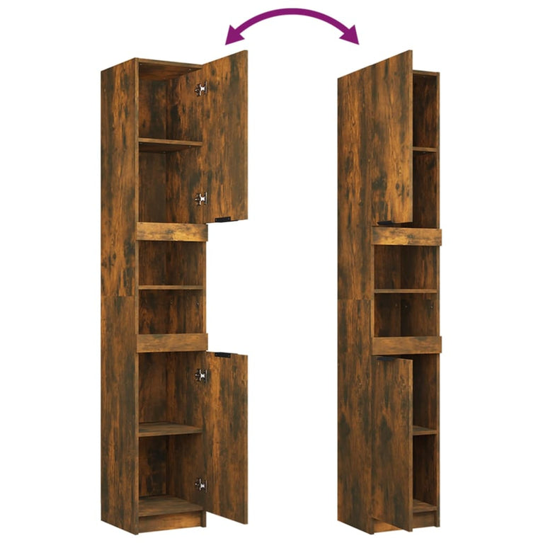 Badkamerkast 32x34x188,5 cm bewerkt hout gerookt eikenkleurig MeubelReus