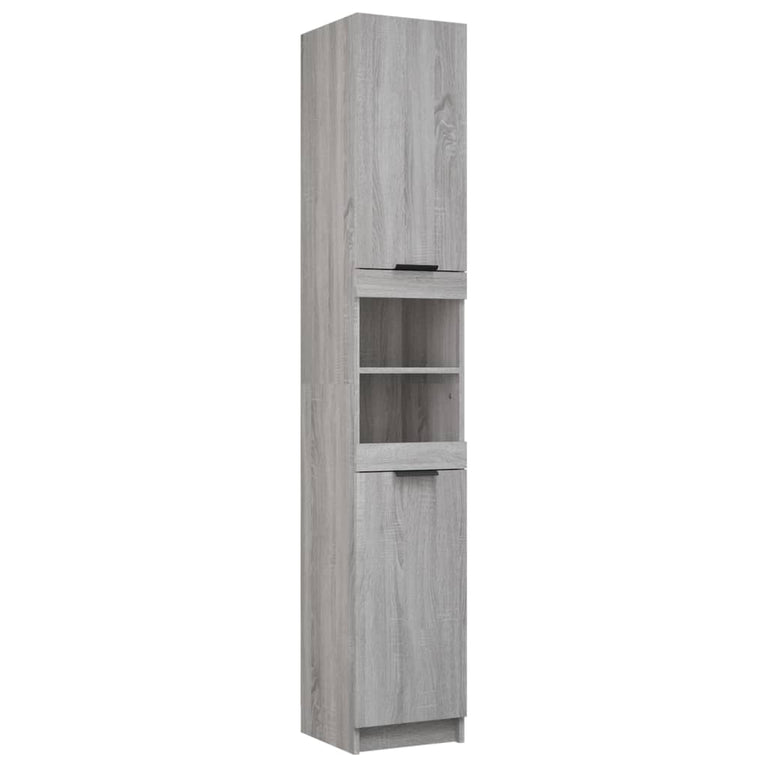 Badkamerkast 32x34x188,5 cm bewerkt hout grijs sonoma eiken