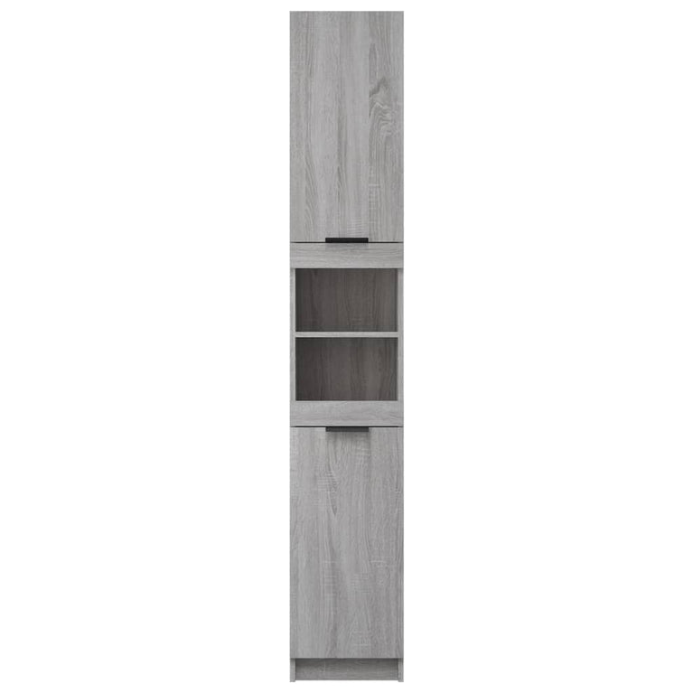 Badkamerkast 32x34x188,5 cm bewerkt hout grijs sonoma eiken