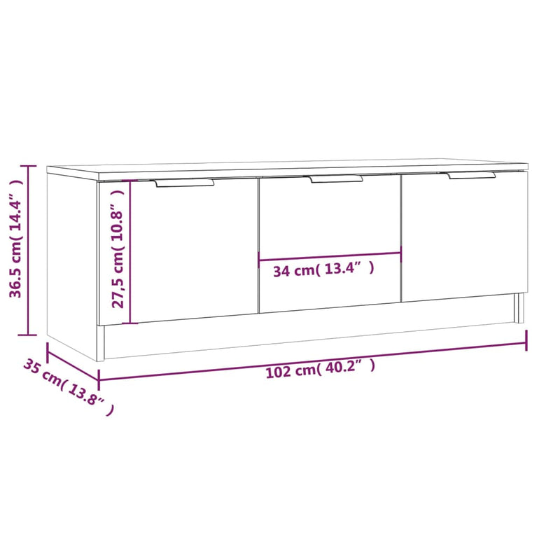 Tv-meubel 102x35x36,5 cm bewerkt hout gerookt eikenkleurig MeubelReus