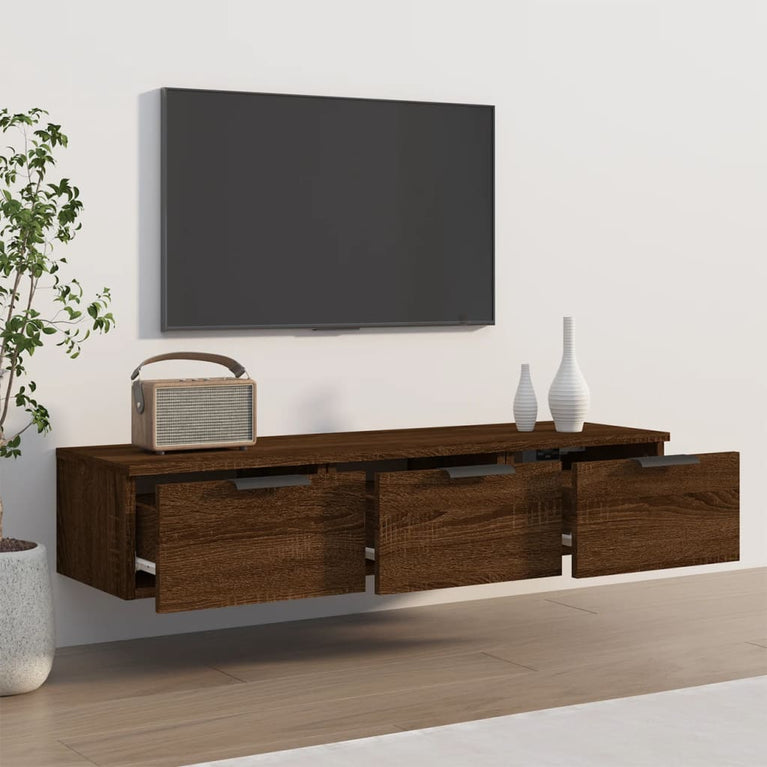 Wandkast 102x30x20 cm bewerkt hout bruineikenkleurig MeubelReus