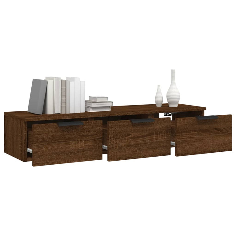 Wandkast 102x30x20 cm bewerkt hout bruineikenkleurig MeubelReus
