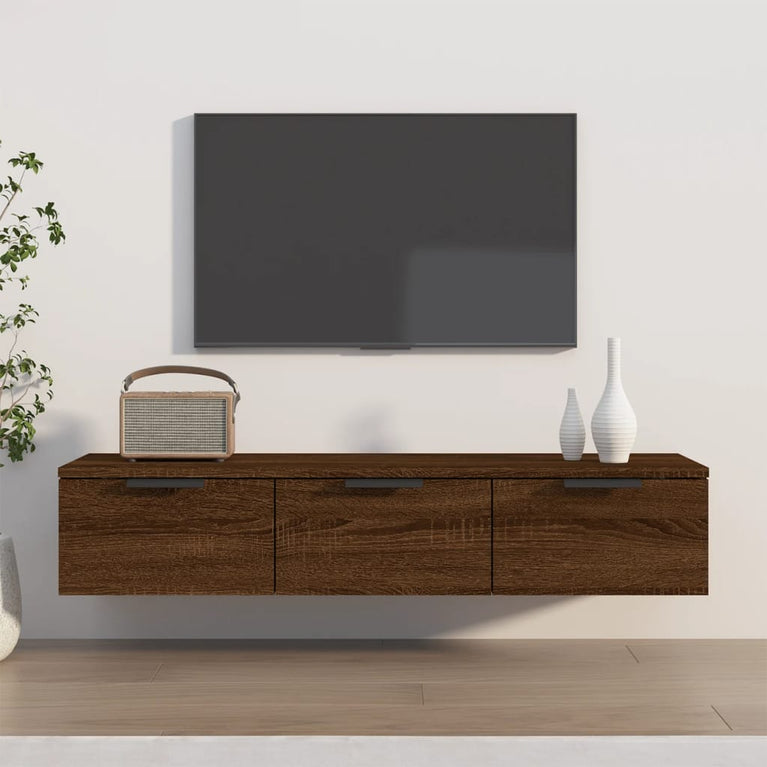 Wandkast 102x30x20 cm bewerkt hout bruineikenkleurig MeubelReus