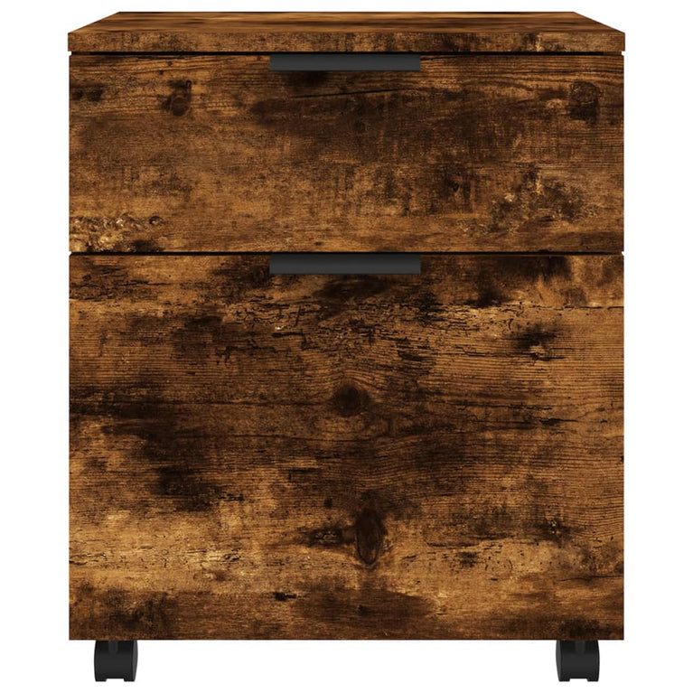 Dossierkast verrijdbaar 45x38x54 cm bewerkt hout gerookt eiken MeubelReus