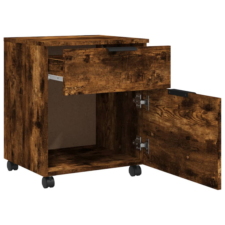 Dossierkast verrijdbaar 45x38x54 cm bewerkt hout gerookt eiken MeubelReus