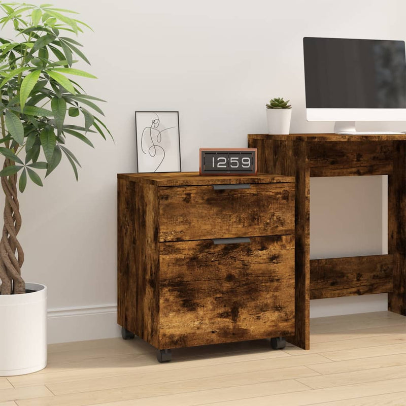 Dossierkast verrijdbaar 45x38x54 cm bewerkt hout gerookt eiken MeubelReus