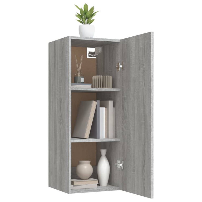 Wandkast 34,5x34x90 cm bewerkt hout grijs sonoma eikenkleurig MeubelReus