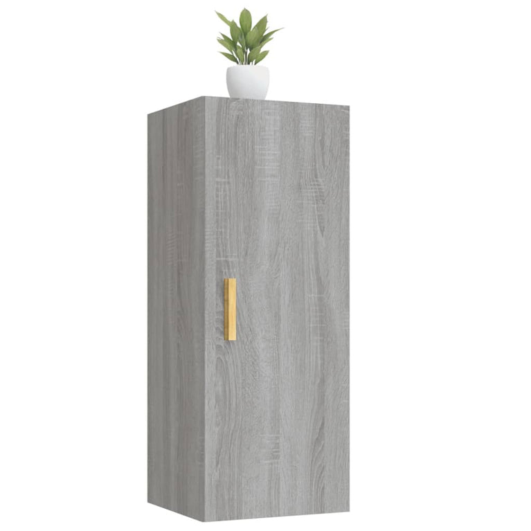 Wandkast 34,5x34x90 cm bewerkt hout grijs sonoma eikenkleurig MeubelReus
