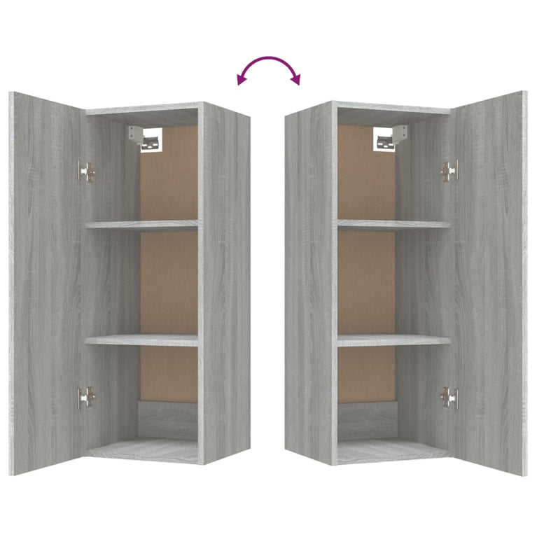 Wandkast 34,5x34x90 cm bewerkt hout grijs sonoma eikenkleurig MeubelReus