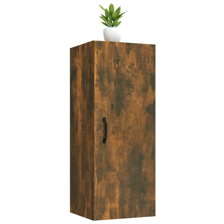 Wandkast 34,5x34x90 cm bewerkt hout gerookt eikenkleurig MeubelReus