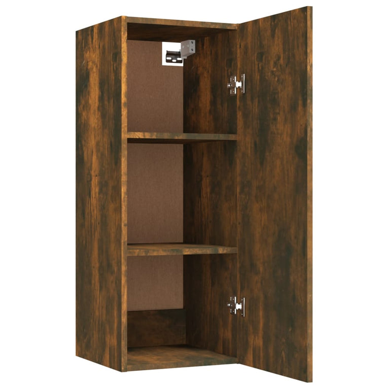 Wandkast 34,5x34x90 cm bewerkt hout gerookt eikenkleurig MeubelReus