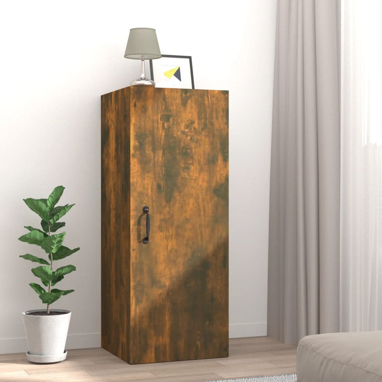 Wandkast 34,5x34x90 cm bewerkt hout gerookt eikenkleurig MeubelReus