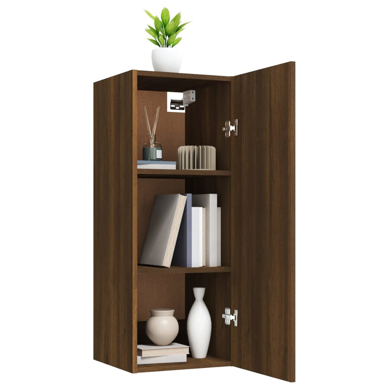 Wandkast 34,5x34x90 cm bewerkt hout bruineikenkleurig MeubelReus