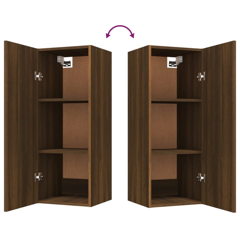 Wandkast 34,5x34x90 cm bewerkt hout bruineikenkleurig MeubelReus