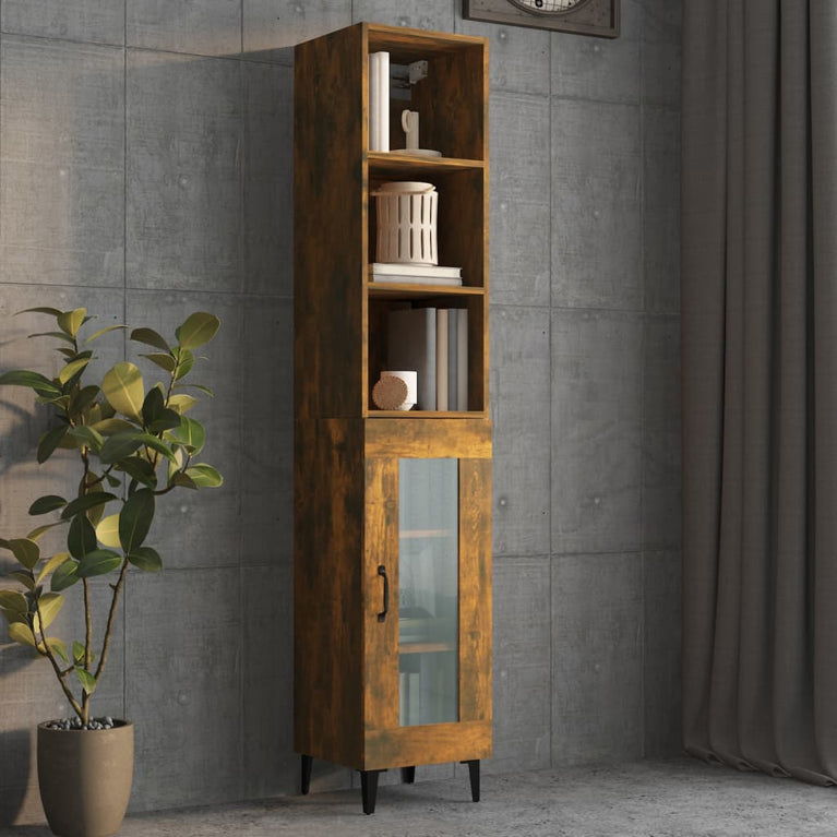 Wandkast 34,5x32,5x90 cm bewerkt hout gerookt eikenkleurig MeubelReus
