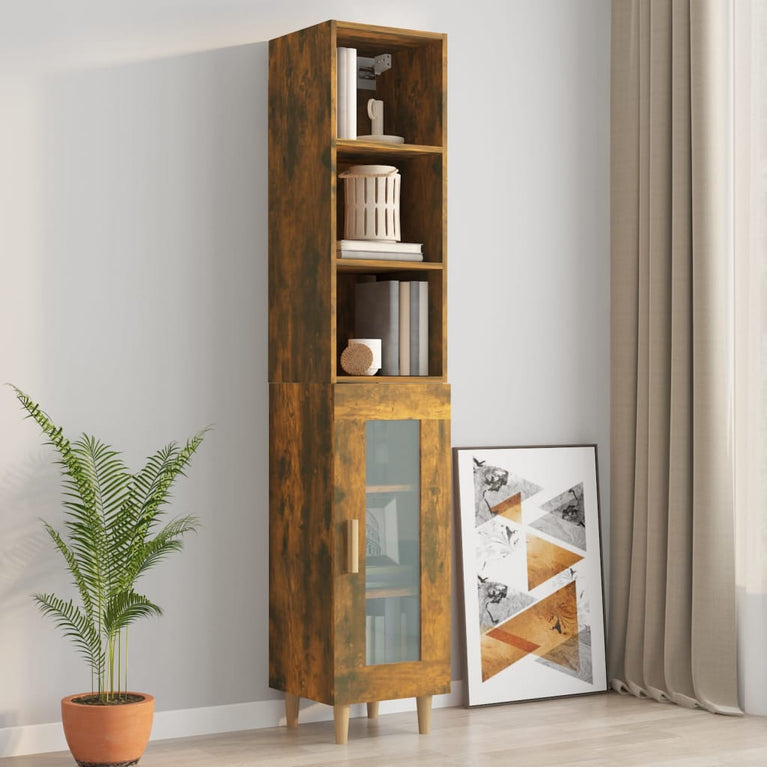 Wandkast 34,5x32,5x90 cm bewerkt hout gerookt eikenkleurig MeubelReus