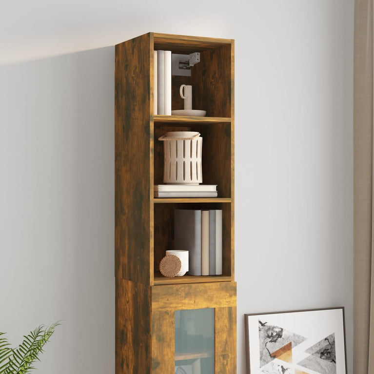 Wandkast 34,5x32,5x90 cm bewerkt hout gerookt eikenkleurig MeubelReus