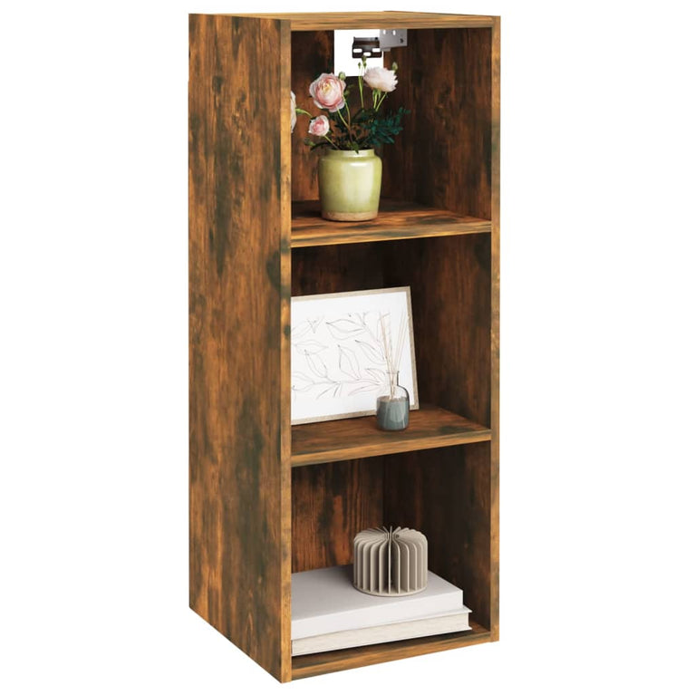 Wandkast 34,5x32,5x90 cm bewerkt hout gerookt eikenkleurig MeubelReus